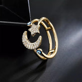 Evil Eye Moon & star Ring